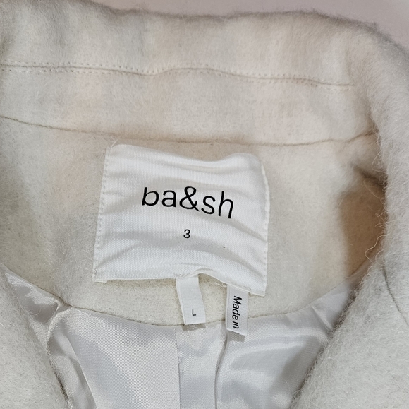 ba&sh Ecru Ivory The Wayne Trench Coat Sz 3 US 10 Large Wool Alpaca Blend Belted - Picture 15 of 16